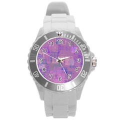 Abstract Art Round Plastic Sport Watch (l) by ValentinaDesign