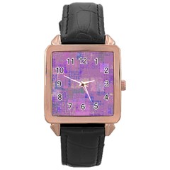 Abstract Art Rose Gold Leather Watch  by ValentinaDesign