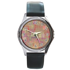 Abstract Art Round Metal Watch by ValentinaDesign