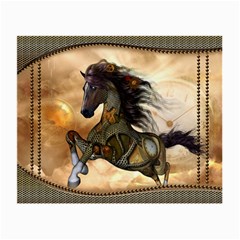 Steampunk, Wonderful Steampunk Horse With Clocks And Gears, Golden Design Small Glasses Cloth by FantasyWorld7