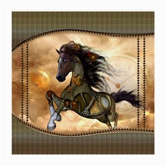 Steampunk, Wonderful Steampunk Horse With Clocks And Gears, Golden Design Medium Glasses Cloth by FantasyWorld7