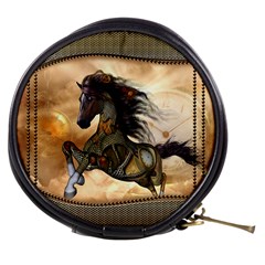 Steampunk, Wonderful Steampunk Horse With Clocks And Gears, Golden Design Mini Makeup Bags by FantasyWorld7