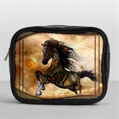 Steampunk, Wonderful Steampunk Horse With Clocks And Gears, Golden Design Mini Toiletries Bags by FantasyWorld7