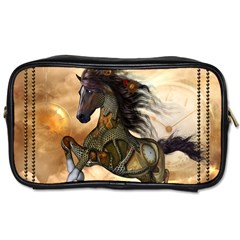 Steampunk, Wonderful Steampunk Horse With Clocks And Gears, Golden Design Toiletries Bags by FantasyWorld7