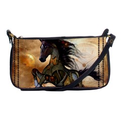 Steampunk, Wonderful Steampunk Horse With Clocks And Gears, Golden Design Shoulder Clutch Bags by FantasyWorld7