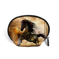 Steampunk, Wonderful Steampunk Horse With Clocks And Gears, Golden Design Accessory Pouches (small)  by FantasyWorld7