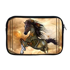 Steampunk, Wonderful Steampunk Horse With Clocks And Gears, Golden Design Apple Macbook Pro 17  Zipper Case by FantasyWorld7