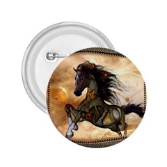 Steampunk, Wonderful Steampunk Horse With Clocks And Gears, Golden Design 2 25  Buttons