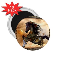 Steampunk, Wonderful Steampunk Horse With Clocks And Gears, Golden Design 2 25  Magnets (10 Pack)  by FantasyWorld7