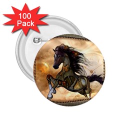 Steampunk, Wonderful Steampunk Horse With Clocks And Gears, Golden Design 2 25  Buttons (100 Pack)  by FantasyWorld7