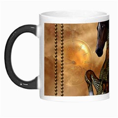 Steampunk, Wonderful Steampunk Horse With Clocks And Gears, Golden Design Morph Mugs by FantasyWorld7