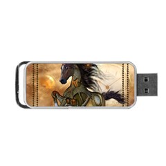 Steampunk, Wonderful Steampunk Horse With Clocks And Gears, Golden Design Portable Usb Flash (one Side) by FantasyWorld7