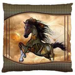 Steampunk, Wonderful Steampunk Horse With Clocks And Gears, Golden Design Standard Flano Cushion Case (one Side) by FantasyWorld7