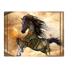 Steampunk, Wonderful Steampunk Horse With Clocks And Gears, Golden Design Double Sided Flano Blanket (mini)  by FantasyWorld7