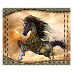 Steampunk, Wonderful Steampunk Horse With Clocks And Gears, Golden Design Double Sided Flano Blanket (small)  by FantasyWorld7