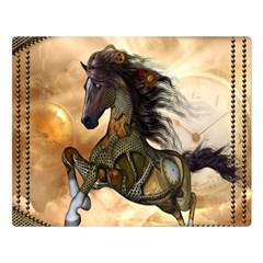 Steampunk, Wonderful Steampunk Horse With Clocks And Gears, Golden Design Double Sided Flano Blanket (large)  by FantasyWorld7