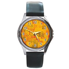 Abstract Art Round Metal Watch by ValentinaDesign