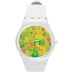 Abstract Art Round Plastic Sport Watch (m) by ValentinaDesign