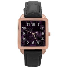 Abstract Art Rose Gold Leather Watch  by ValentinaDesign