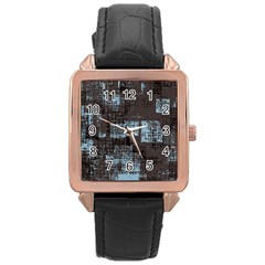 Abstract Art Rose Gold Leather Watch  by ValentinaDesign