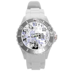 Abstract Art Round Plastic Sport Watch (l) by ValentinaDesign