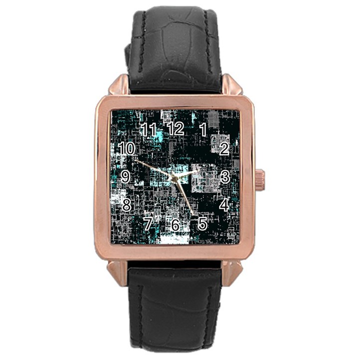 Abstract art Rose Gold Leather Watch 