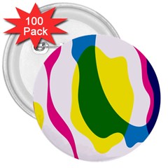 Anatomicalrainbow Wave Chevron Pink Blue Yellow Green 3  Buttons (100 Pack)  by Mariart