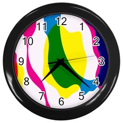 Anatomicalrainbow Wave Chevron Pink Blue Yellow Green Wall Clocks (black)