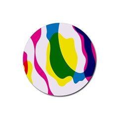 Anatomicalrainbow Wave Chevron Pink Blue Yellow Green Rubber Coaster (round) 