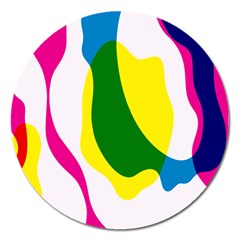 Anatomicalrainbow Wave Chevron Pink Blue Yellow Green Magnet 5  (round) by Mariart