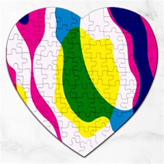 Anatomicalrainbow Wave Chevron Pink Blue Yellow Green Jigsaw Puzzle (heart) by Mariart