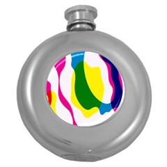 Anatomicalrainbow Wave Chevron Pink Blue Yellow Green Round Hip Flask (5 Oz) by Mariart