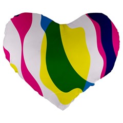 Anatomicalrainbow Wave Chevron Pink Blue Yellow Green Large 19  Premium Flano Heart Shape Cushions