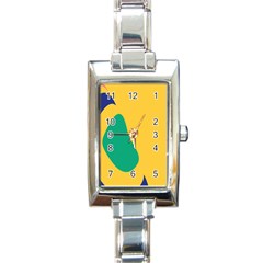 Yellow Green Blue Rectangle Italian Charm Watch