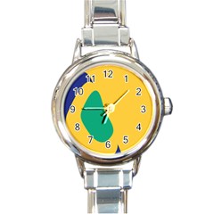 Yellow Green Blue Round Italian Charm Watch