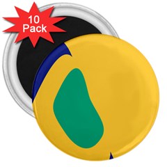 Yellow Green Blue 3  Magnets (10 pack) 