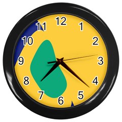 Yellow Green Blue Wall Clocks (Black)