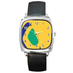 Yellow Green Blue Square Metal Watch