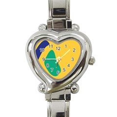 Yellow Green Blue Heart Italian Charm Watch