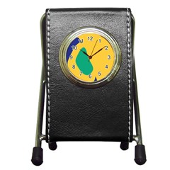 Yellow Green Blue Pen Holder Desk Clocks