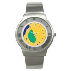 Yellow Green Blue Stainless Steel Watch