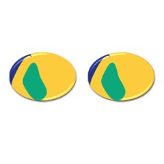 Yellow Green Blue Cufflinks (Oval)