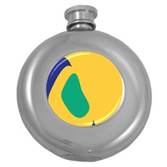 Yellow Green Blue Round Hip Flask (5 oz)