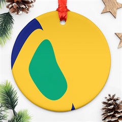 Yellow Green Blue Round Ornament (Two Sides)