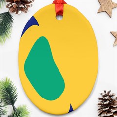 Yellow Green Blue Oval Ornament (Two Sides)