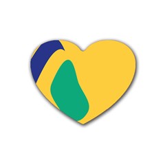 Yellow Green Blue Rubber Coaster (Heart) 