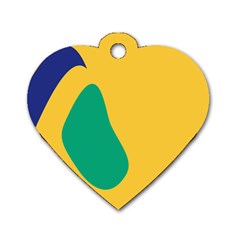 Yellow Green Blue Dog Tag Heart (One Side)