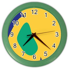 Yellow Green Blue Color Wall Clocks