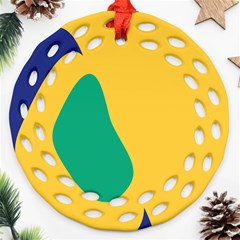 Yellow Green Blue Ornament (Round Filigree)