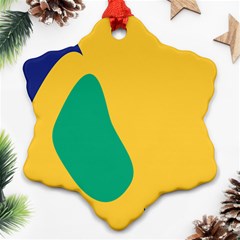 Yellow Green Blue Snowflake Ornament (two Sides) by Mariart